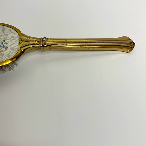 Vintage Hairbrush | Gold Accented Floral Designed Elegant Vanity Piece Grooming - Picture 3 of 9